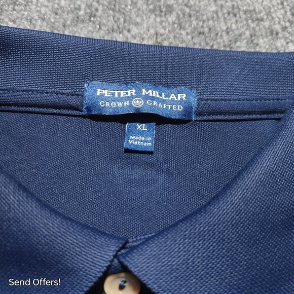 Peter Millar Summer Comfort Polo Shirt Navy Blue Performance Men's XL - Picture 2 of 6
